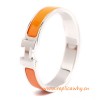 Original H Narrow Bracelet Sterling Silver with Orange Enamel