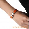 Original H Narrow Bracelet Sterling Silver with Orange Enamel