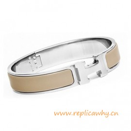 Original H Narrow Bracelet Sterling Silver with Taupe Enamel