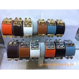 Original Design Collier De Chien Cuff Clemence Leather Bracelet with H Box