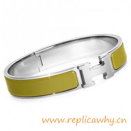 Original H Narrow Bracelet Sterling Silver with Green Enamel