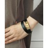 Original Quality Pyramid Rivale Leather Narrow Bracelet Black