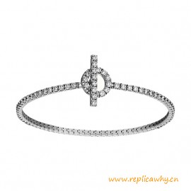 Top Quality Finesse Bracelet in White Gold Plated Set with Diamonds