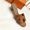 Top Quality Oasis Sandals in Calfskin Leather Sole 1.9" Stacked Heel