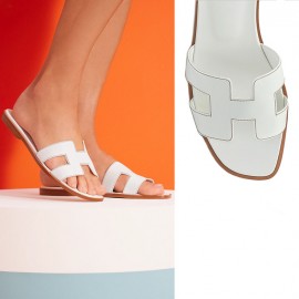 Top Quality Original Design Oran H Sandals All White Slippers