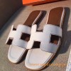 Original Oran H Sandals Calfskin Leather Snow White Slippers