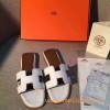 Original Oran H Sandals Calfskin Leather Snow White Slippers