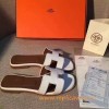 Original Oran H Sandals Calfskin Leather Snow White Slippers