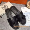 Original Orán Negro Epsom Sandalias Planas para Mujer