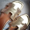 Original Oran H Sandals Calfskin Leather Silver or Gold Color Slippers