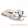 Original Oran H Sandals Calfskin Leather Silver or Gold Color Slippers