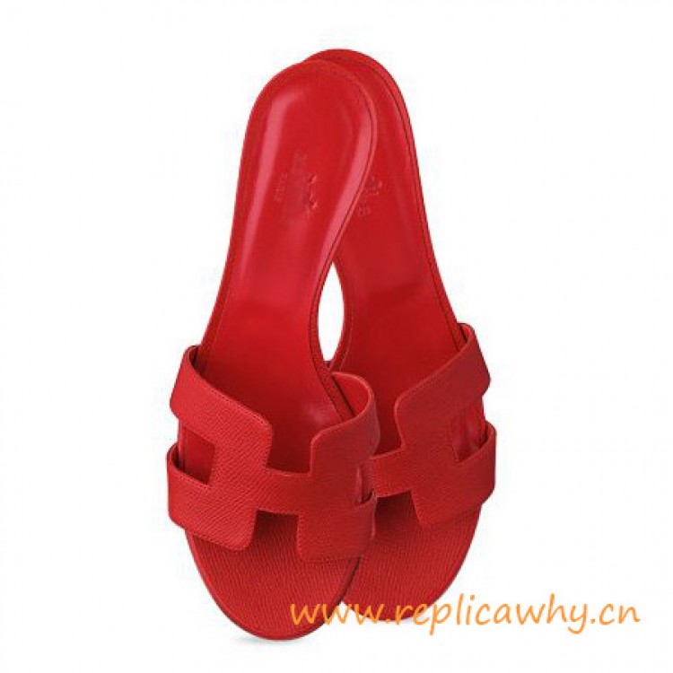 Epsom Leather Sao Red Slippers