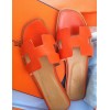 Original Oran H Sandals Calfskin Leather Orange Slippers