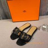Original Omaha Ladies' Sandal in Calfskin Leather Charm Black Slippers