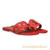 Original Omaha Ladies' Sandal in Calfskin Leather Red Slippers