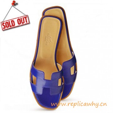 Original Oran H Sandals Calfskin Leather Purple Slippers