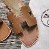 Top Quality Original Design Oran Sandals Leather Slippers Brown