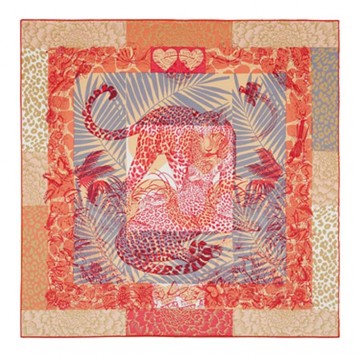 Original Design Jungle Love Tattoo Silk Twill Scarf
