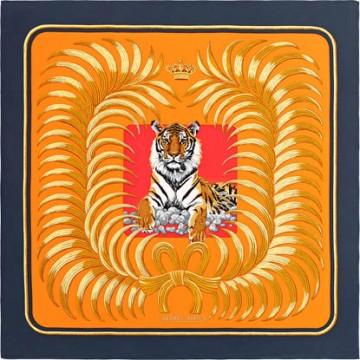 Original Design H Tigre Royal Silk Scarf