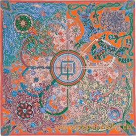 Original Design H L'Arbre du Vent Silk Scarf