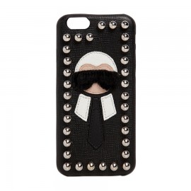 Black Karlito Studded Saffiano Leather Iphone Case for Women