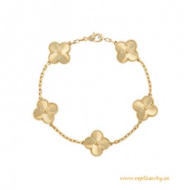 Top Quality Alhambra Bracelet with 5 Motifs Yellow Gold